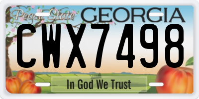 GA license plate CWX7498