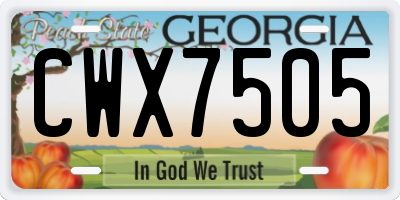 GA license plate CWX7505