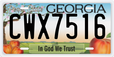 GA license plate CWX7516
