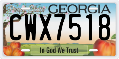 GA license plate CWX7518