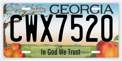 GA license plate CWX7520