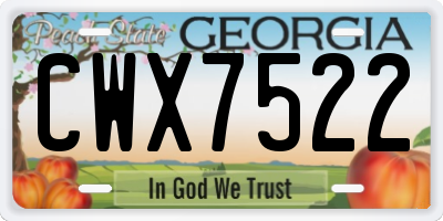 GA license plate CWX7522