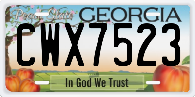 GA license plate CWX7523