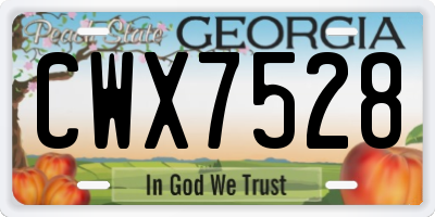 GA license plate CWX7528