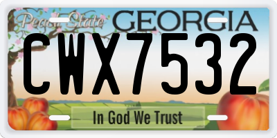 GA license plate CWX7532