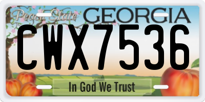 GA license plate CWX7536