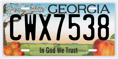 GA license plate CWX7538
