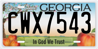 GA license plate CWX7543