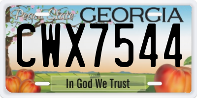 GA license plate CWX7544