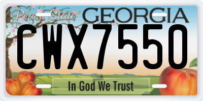 GA license plate CWX7550