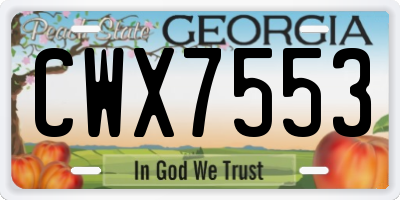 GA license plate CWX7553