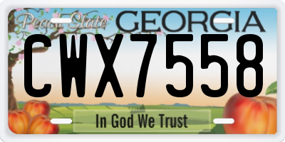 GA license plate CWX7558
