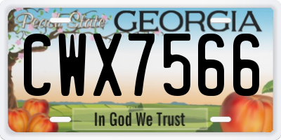 GA license plate CWX7566