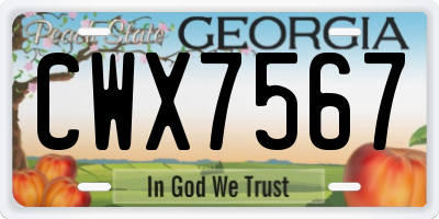 GA license plate CWX7567
