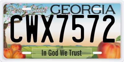 GA license plate CWX7572