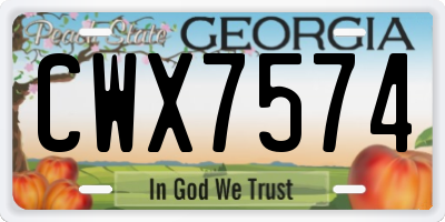 GA license plate CWX7574