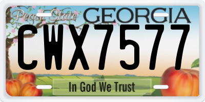 GA license plate CWX7577