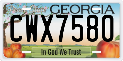 GA license plate CWX7580