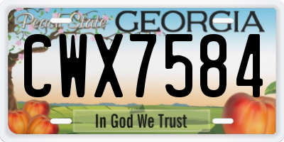 GA license plate CWX7584