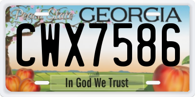 GA license plate CWX7586