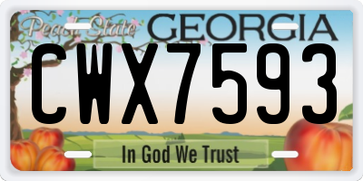 GA license plate CWX7593