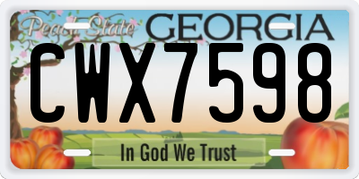 GA license plate CWX7598