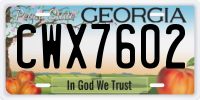GA license plate CWX7602