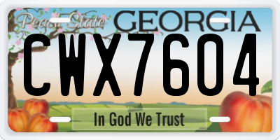 GA license plate CWX7604