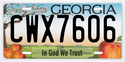 GA license plate CWX7606