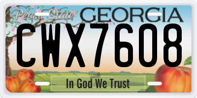 GA license plate CWX7608