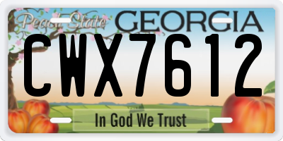 GA license plate CWX7612