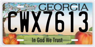 GA license plate CWX7613