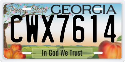 GA license plate CWX7614