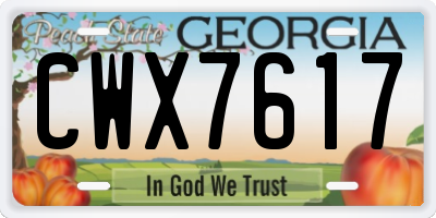 GA license plate CWX7617