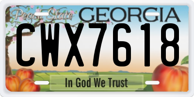 GA license plate CWX7618
