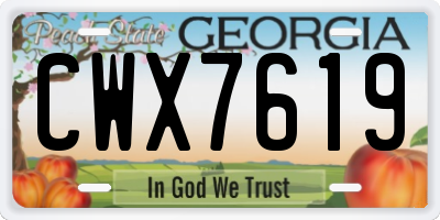 GA license plate CWX7619