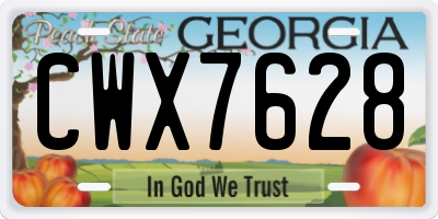 GA license plate CWX7628