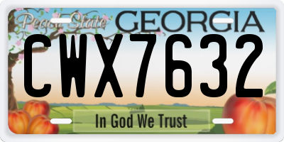 GA license plate CWX7632