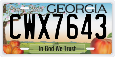 GA license plate CWX7643