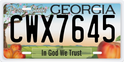 GA license plate CWX7645