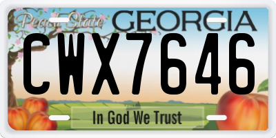 GA license plate CWX7646