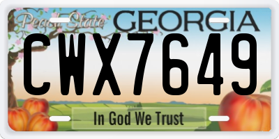 GA license plate CWX7649