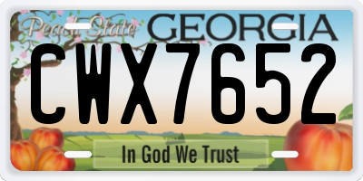 GA license plate CWX7652