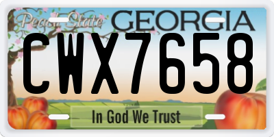 GA license plate CWX7658