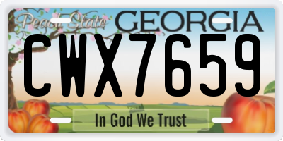 GA license plate CWX7659