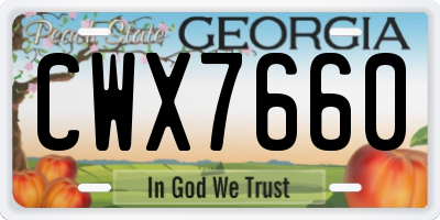 GA license plate CWX7660