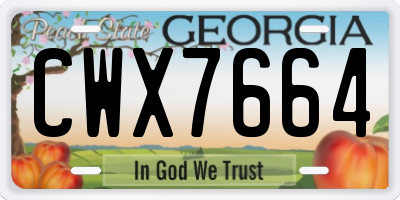 GA license plate CWX7664