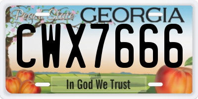 GA license plate CWX7666