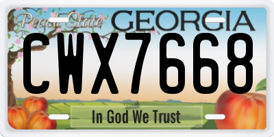 GA license plate CWX7668