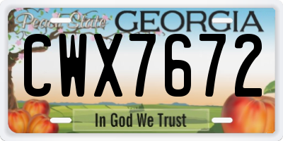 GA license plate CWX7672